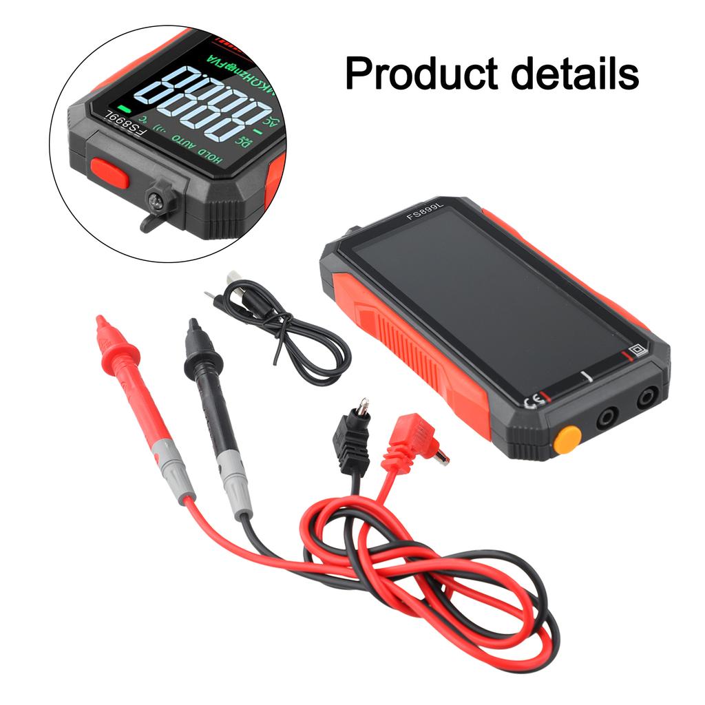 Strommessgerät Berührungsloser Spannungsdetektor Schwarz Rot USB-wiederaufladbares Multimeter 4,8-Zoll-High-Definition-Bildschirm