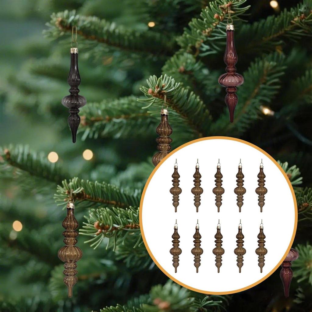 10 Stück Glas Weihnachtskugel Tropfen Vintage Dekorationen Bauernhaus Spitze Ornamente für