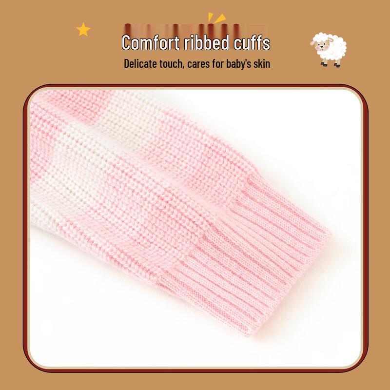 Tuhuang Kids' Thickened Pure Wool Color Block Stripe Sweater