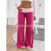 Spot 2025 Summer New European American Pants Women's Low-waist Color-blocked Casual Sports Wide-leg Pants