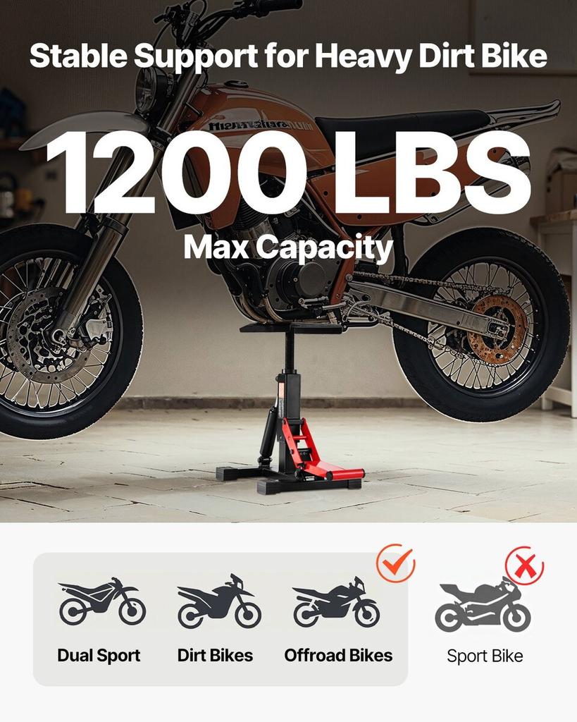 Dirt Bike Lift Stand 440 LBS Adjustable Hydraulic Motorcycle Lift Jack