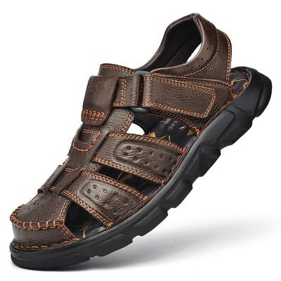 Sapatos casuais de couro para homens, sandálias masculinas clássicas de alta qualidade, tênis masculinos para caminhada ao ar livre, sandálias masculinas respiráveis