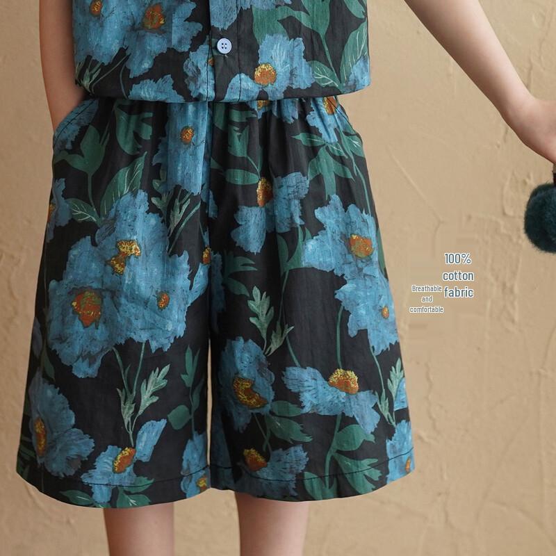 Boys' Sleeveless Floral Print Cotton Summer Set