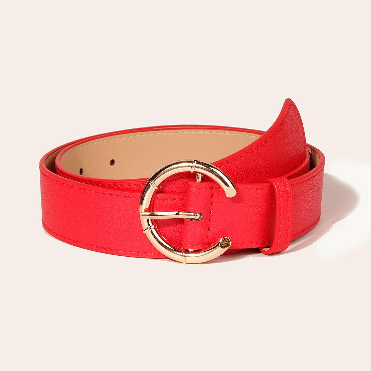 

New C-shaped Bamboo Buckle Small Lychee Pattern Belt Fashionable Female White-collar Urban Clothing Belt 100cm