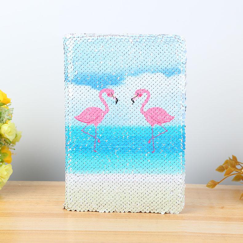 JM Shop Sequin Fish Lining Flip Flamingo Book Creative Stationery Diary