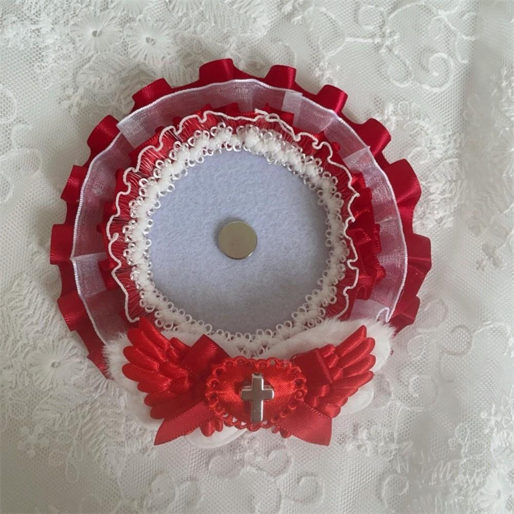 New Lace Trim Badge Holder Finished Product Angel Wings Badge Ita Bag Cross Accessories Handmade Pins Display Base