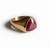 Naturlig Röd Rubinring, 22K Guldfyllning, 925 Sterlingsilverring, Rubin Signetring, Triangelformad Ring, Ren Kopparring, Löftesring