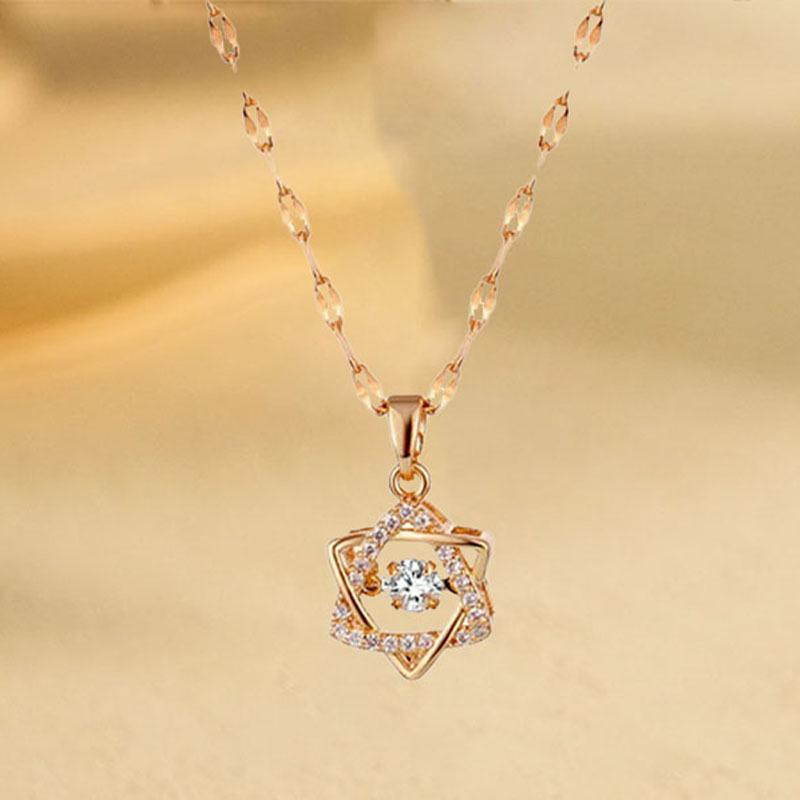 "2024 Intelligente Fünfzackiger Stern Anhänger Halskette - Leichter Luxus Europäisches & Amerikanisches Design für Frauen"