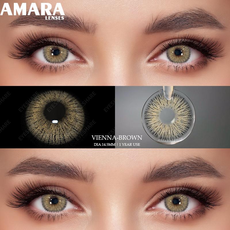 AMARA Blue Colored Contact Lenses for Big Eyes Fashion Lenses Cosmetic Soft Eye Beauty Pupils with Lens Case Exclusive Styles
