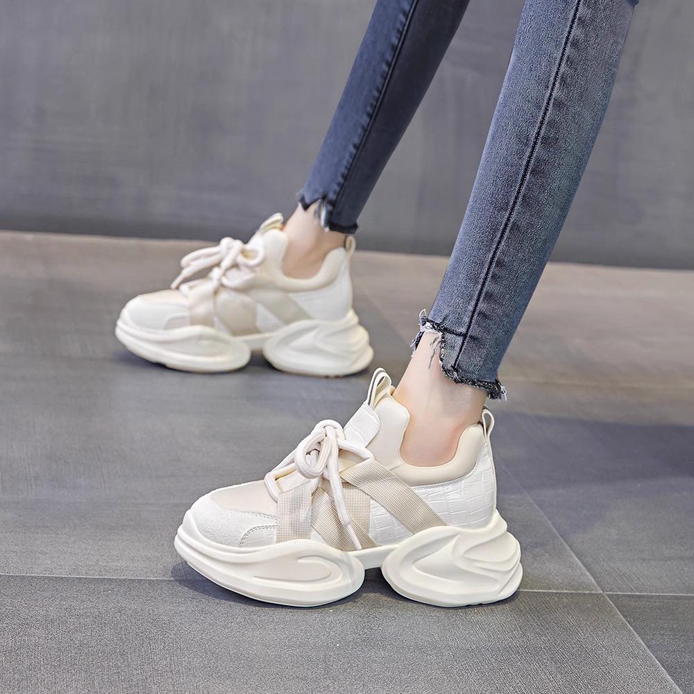 

мода 2024 года, модная дышащая обувь, эластичная, удобная, повседневная, вулканизированная, женская, толстая подошва, летняя, удобная, спортивная обувь 40 бежевый