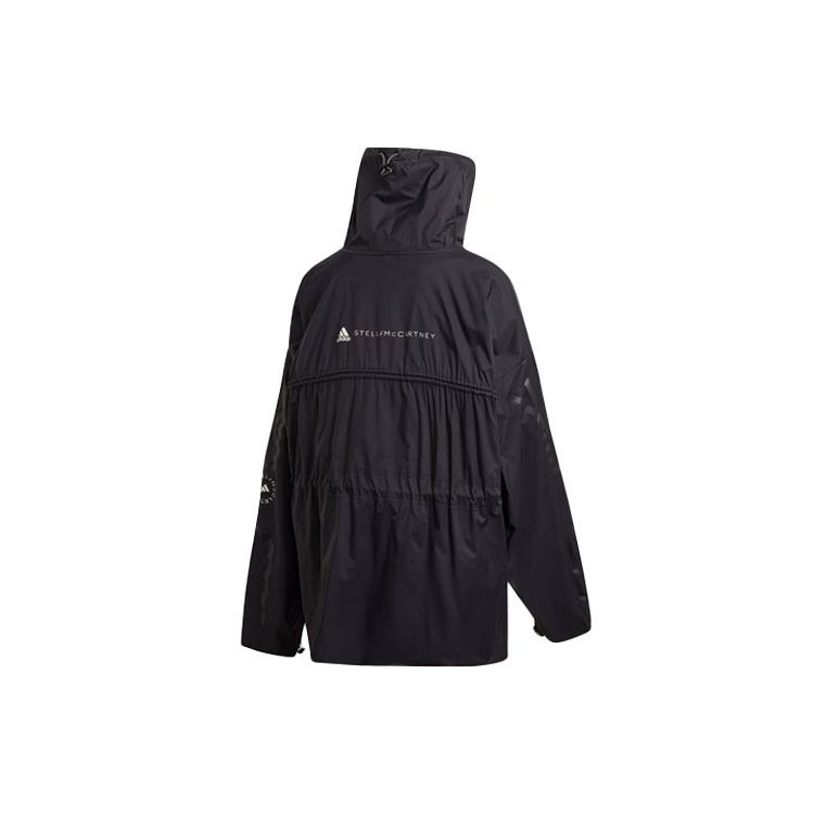 Adidas X Stella McCartney Collaboration Letter Print Windbreaker Training Jacket Women Jacket Black FU1162