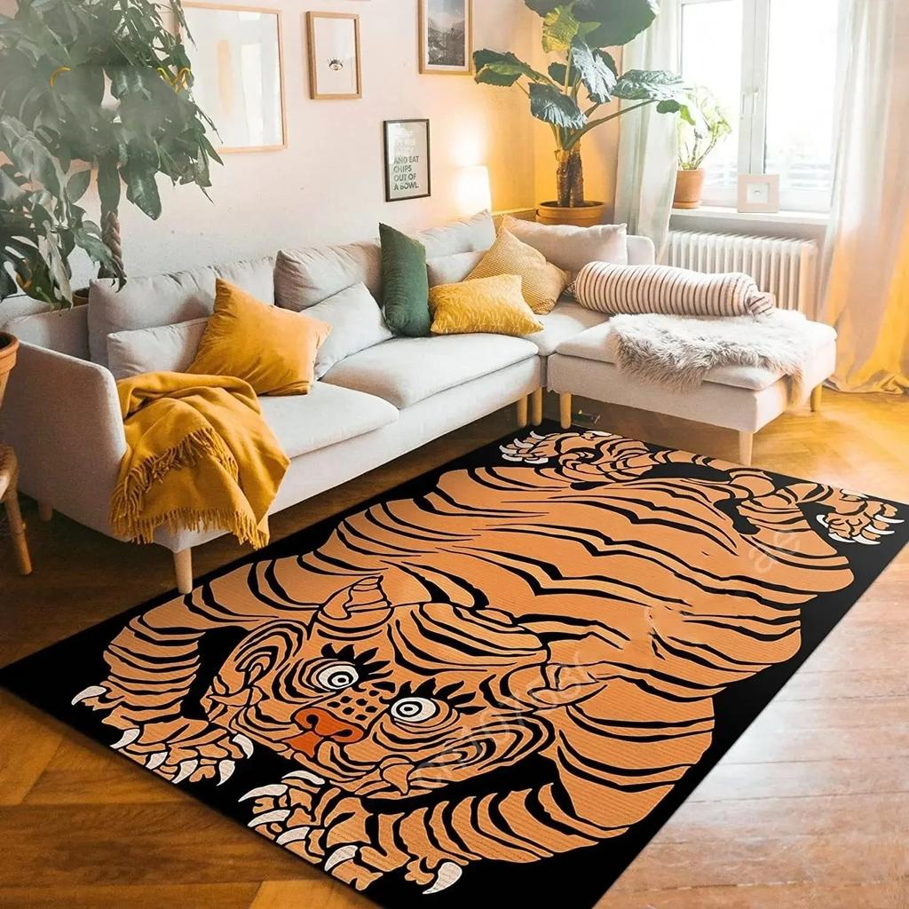 Bohemian Tibetischer Tiger Floral Teppich Nachttisch Bodenmatte Rutschfest Vintage Tier Teppich Marokkanische Teppiche für Wohnzimmer Dekorativ