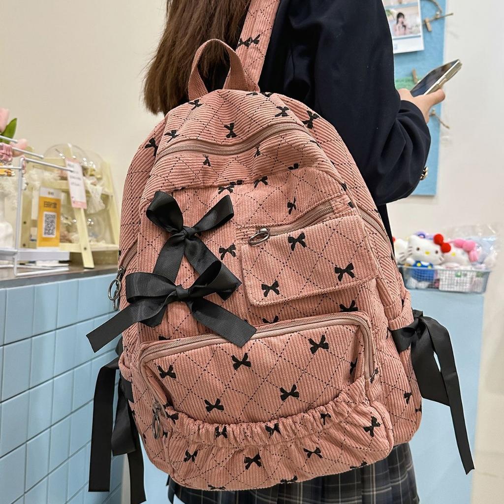 Schoolbag Japanese ins college style sweet bow backpack female junior high school student schoolbag Korean version large capacity backpack