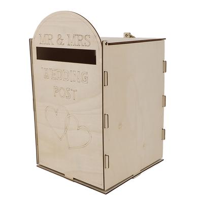 Cutie Poștală de Nuntă din Lemn cu Cheie de Blocare Placaj Lucrată Manual Exquisită Cutie Poștală de Nuntă Vintage pentru