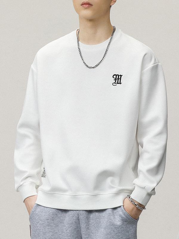 2025 A/W Men's Heavyweight Crewneck Sweatshirt: Trendy, Embroidered, Loose-fit, Versatile Casual Sportswear