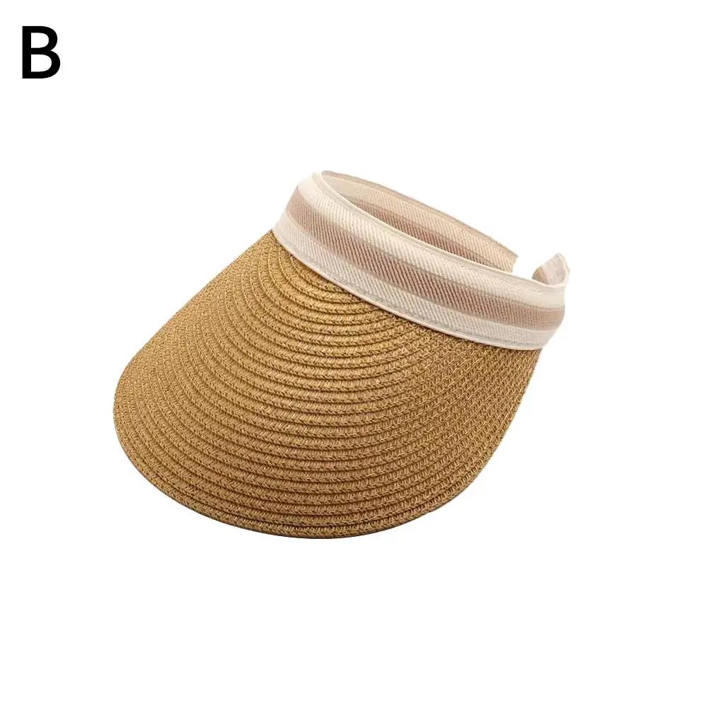 Summer Empty Straw Hat Beach Sunscreen Visor Cap UV Hats Caps Sun Woven Hat Hand Protection Brim Big Protection Sun