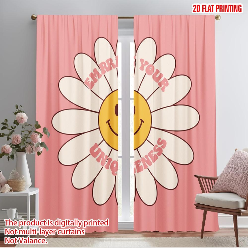 

2pcs 2D flat printing Curtains Embrace Your Uniqueness Flower 100% Polyester Fabric Without Electricity All Season Party & 52.50×116.00 CM 2pcs