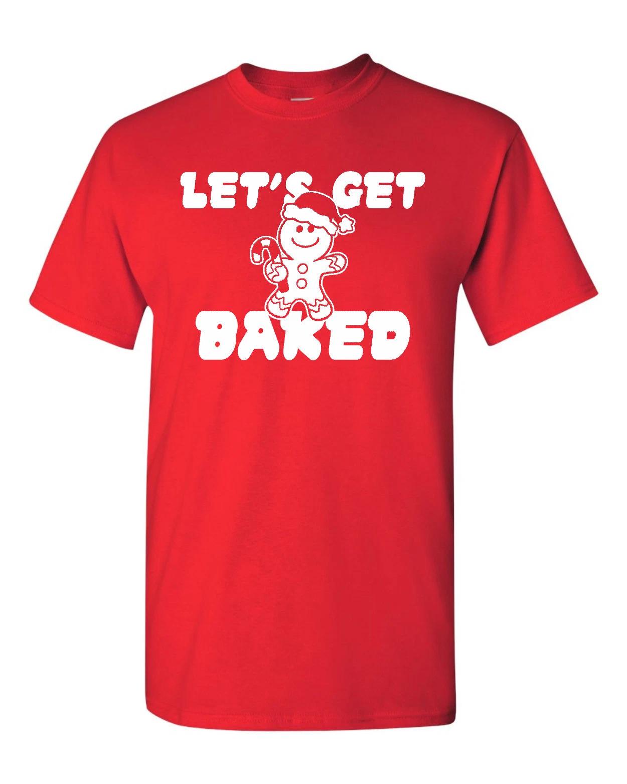 Let s Get Baked Christmas Cookie Funny Drinking Men s Tee Shirt 1705 S