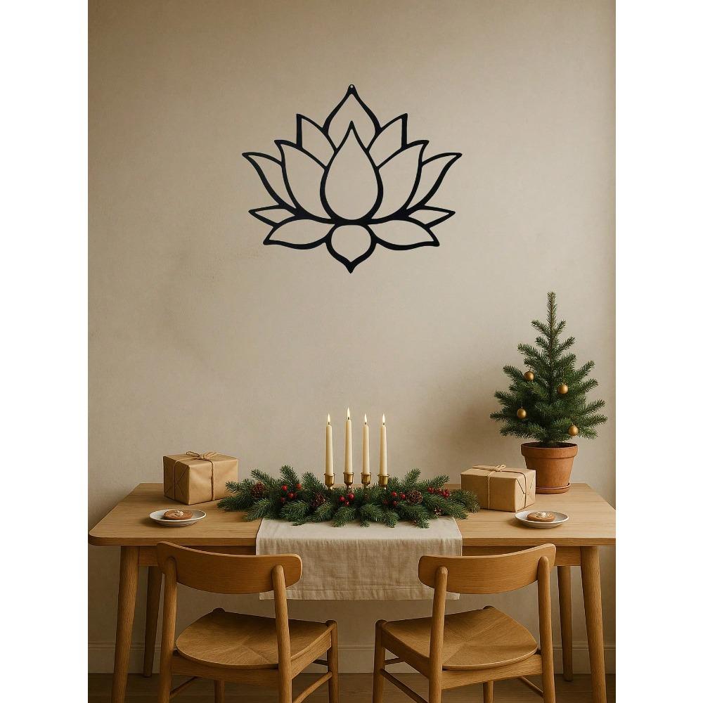 Wrought Iron Lotus Wall Sculpture Spiritual Yoga Room Decor Metal Art Meditation Gift Home Bedroom Living Room Modern Decoration Two Sizes