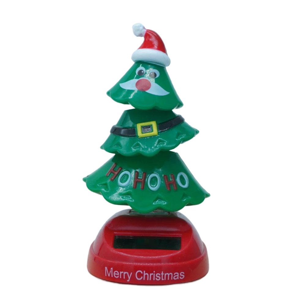 

Solar Dancing Christmas Tree Car Ornament Novelty Moving Christmas Tree for Car Dashboard Festive Green And Red Design