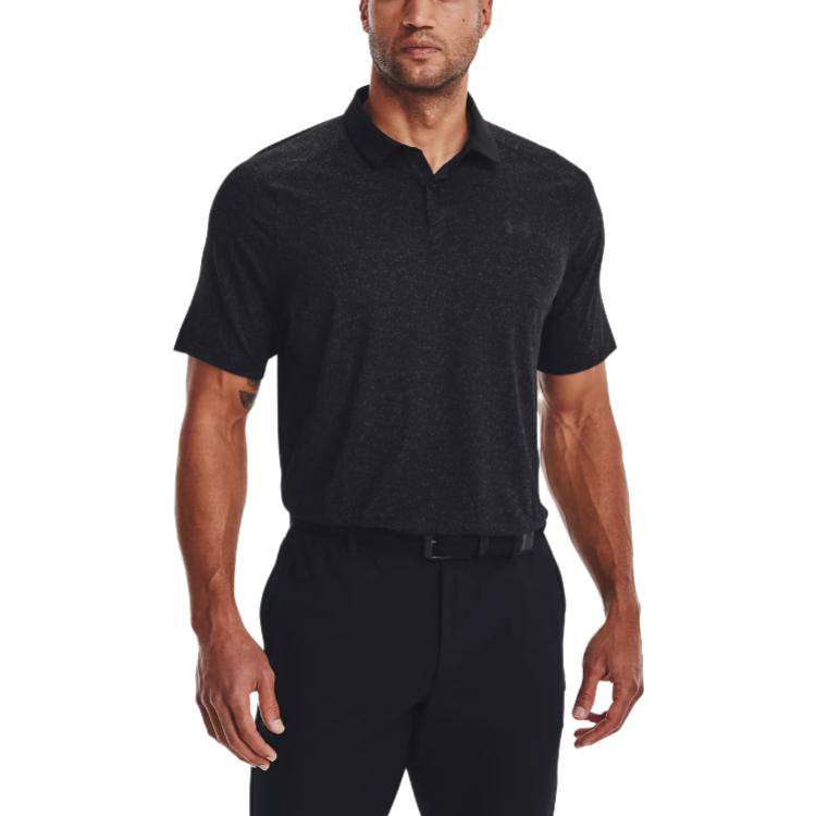Under Armour Solid Color Casual Short Sleeve Polo Men Tops Black 1377294-001