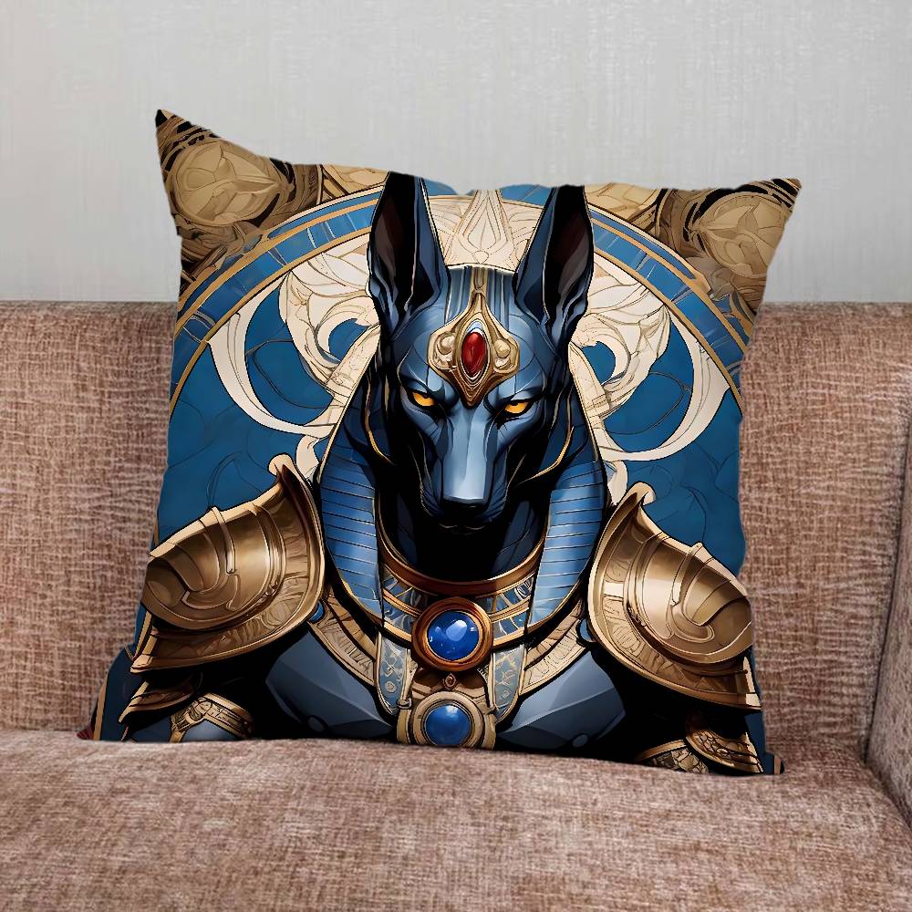 Ancient Egyptian God Anubis Pillow Case For Home Bedroom Car Office Decoration Living Room Sofa Cushion Cover Suitable