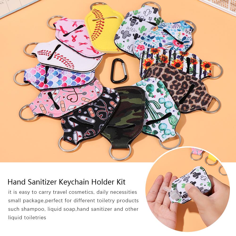 Mini Hand Sanitizer Bottle 30ml Portable Travel Silicone Cosmetics Shower Gel Bottles Refillable Bottles with Keychain Holder