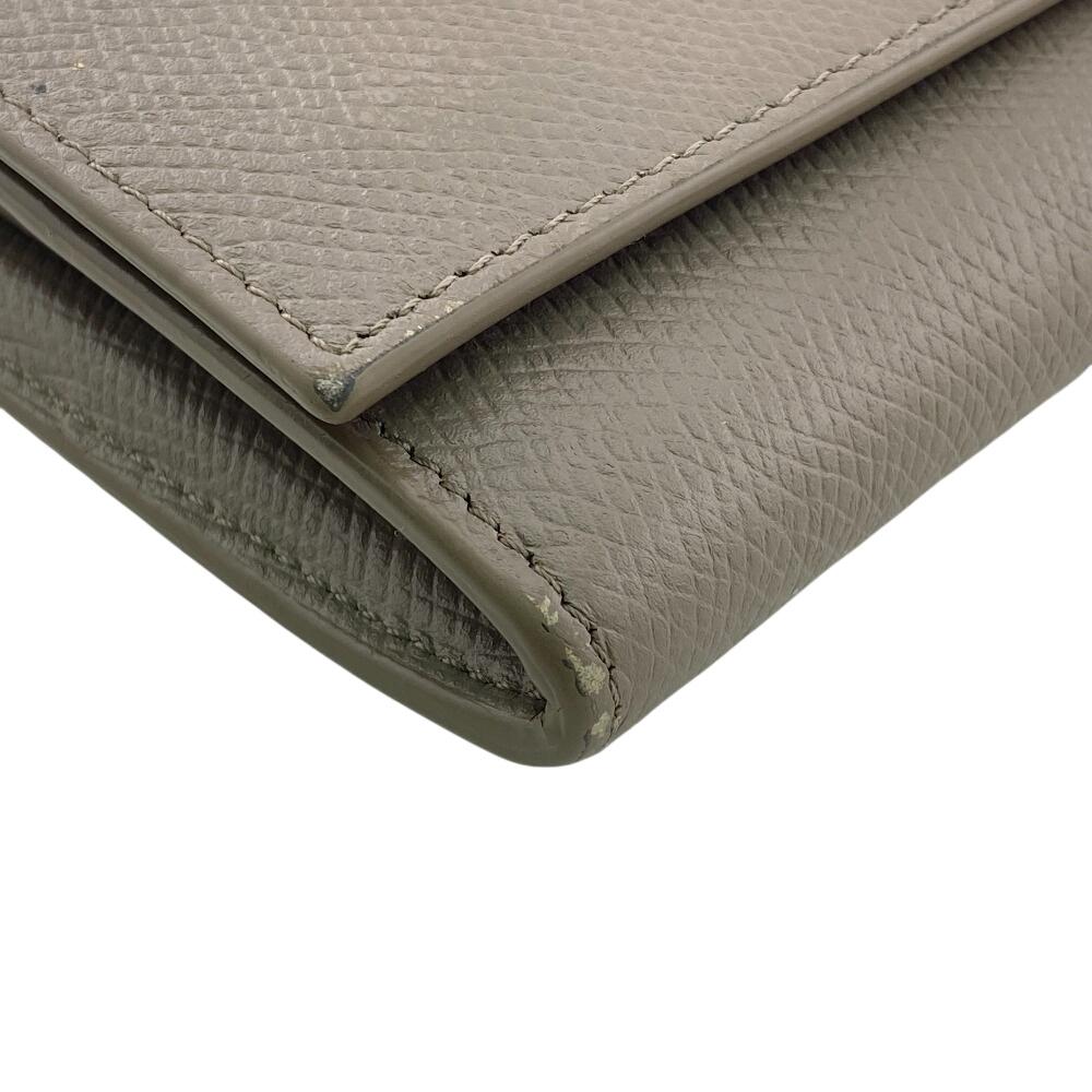 Celine Large Flap Wallet Logo Leather Purse Gurege Leather Women Used