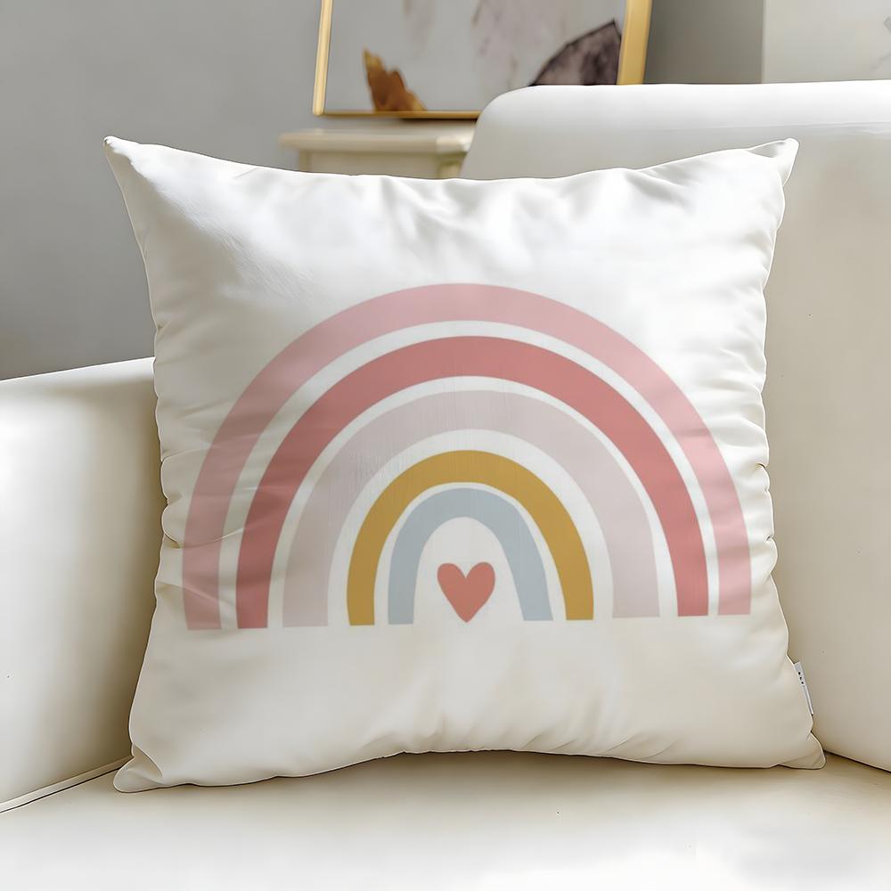 Classic Theme Rainbow Cushion Cover Soft & Easy-Wash Pillow Case – Versatile For Couch, Bed, Travel And Office