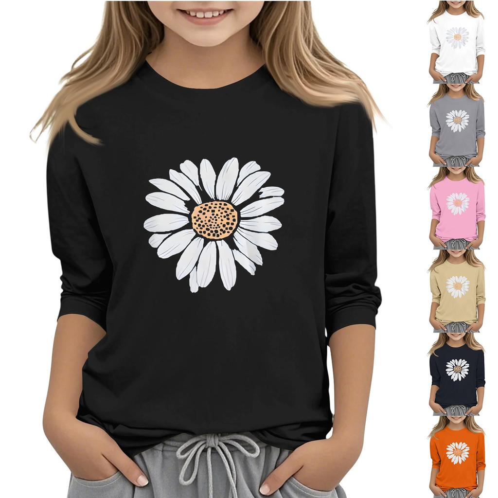 Children's 3/4 Sleeve O-neck Daily Casual Printed Top