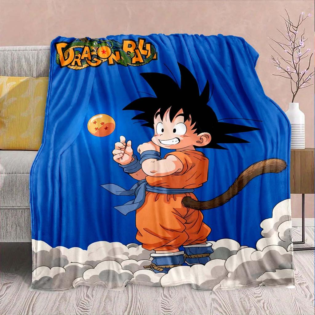 Dragon Ball Anime Flannel Blanket - Soft Warm Perfect for Sofa, Bedding Camping Travel Office Home Decor -QJY