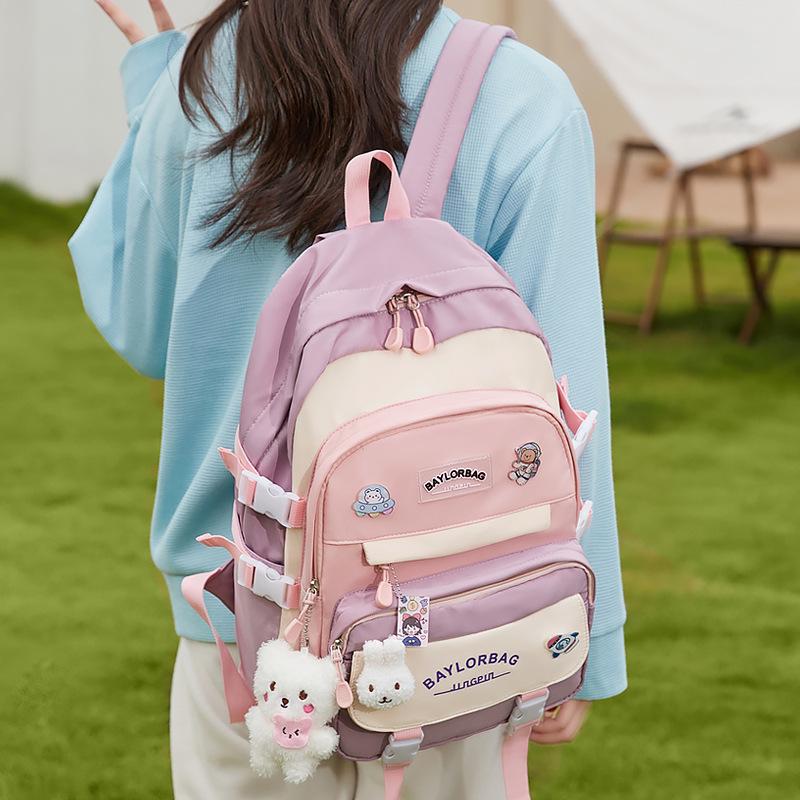 2024 Large Capacity Casual College Style Backpack for Girls - Fashionable Travel and School Bag for Junior High Students