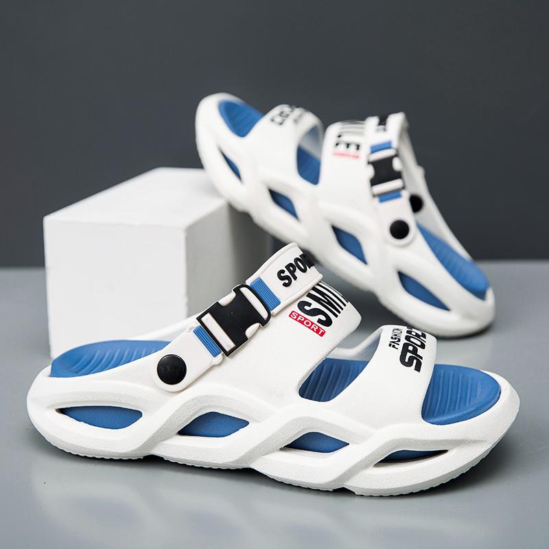 

Летние мужские сандалии для отдыха на природе, тапочки, пляжные удобные сабо, мягкие шлепанцы, мужская повседневная обувь, садовая обувь, мужские сандалии для отдыха на природе 38-39 белый