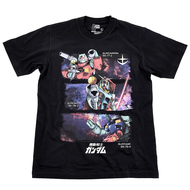 

[EVERSOUL] mobile suit gundam T-shirt short sleeve RX-78-3 Amuro Char Zaku gun cannon gun tank anime character Goods Z Gok Zeong men s black M size