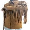 Herren-Lammfell-Wildleder, traditionelle Cowboy-Western-Lederjacke, brauner Mantel mit Fransen, Indianerjacke, Wildleder, Partykleidung, Geschenk für ihn