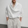 INCERUN Oversized Men Swing Collar Long Sleeve Casual Loose Solid Tops Shirts