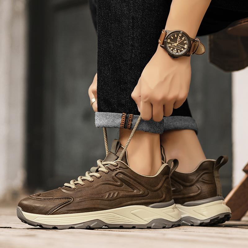 Fashion Hot Selling New Trendy Men's Sports Board Shoes Vintage and Versatile  Styles High Quality Youth Thick Soled Shoes Brown