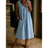 2026 New Women's Solid Color Lace Decorated Sleeveless Dress V-neck Casual Dress