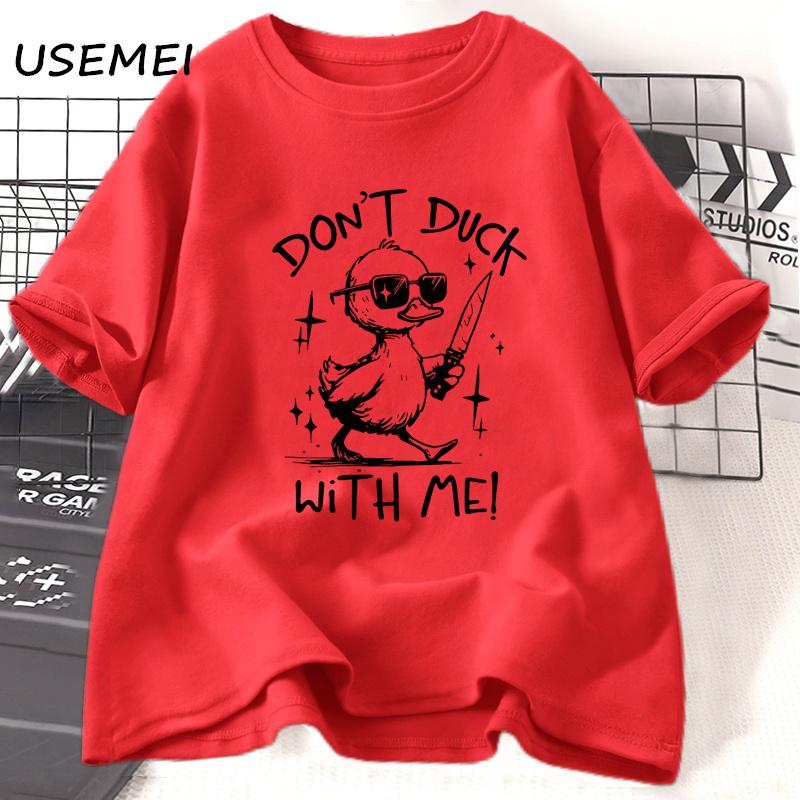 Retro Dont Duck with Me Meme Tshirt Funny Duck Sarcastic TShirt Adult Humor Tee Shirt Cotton Short Sleeve Round Neck Tees