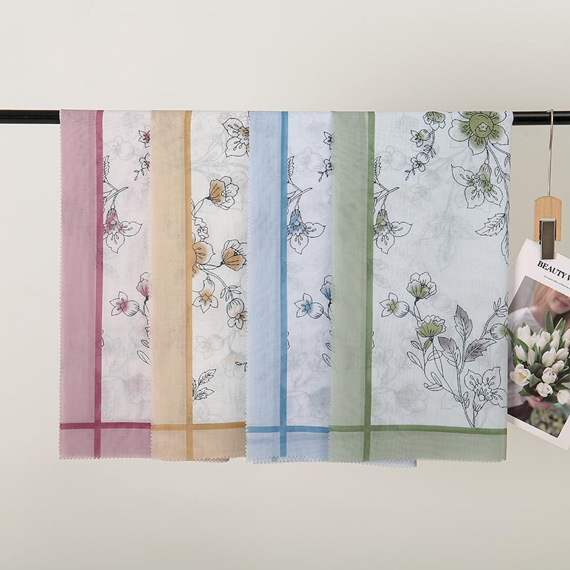 New Malaysia Scarves Printed Cotton Voile Square Scarf Hijab Tudung Bawal Muslim Headscarf Wraps Women Hijabs Shawl 110*110cm