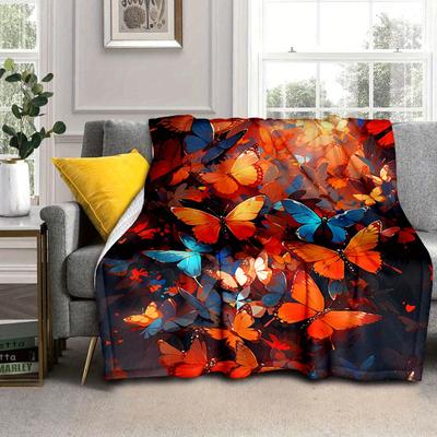 1pc Butterfly Print Blanket,Soft Warm Throw Blanket Nap Blanket For Couch Sofa Office Bed Camping Travel