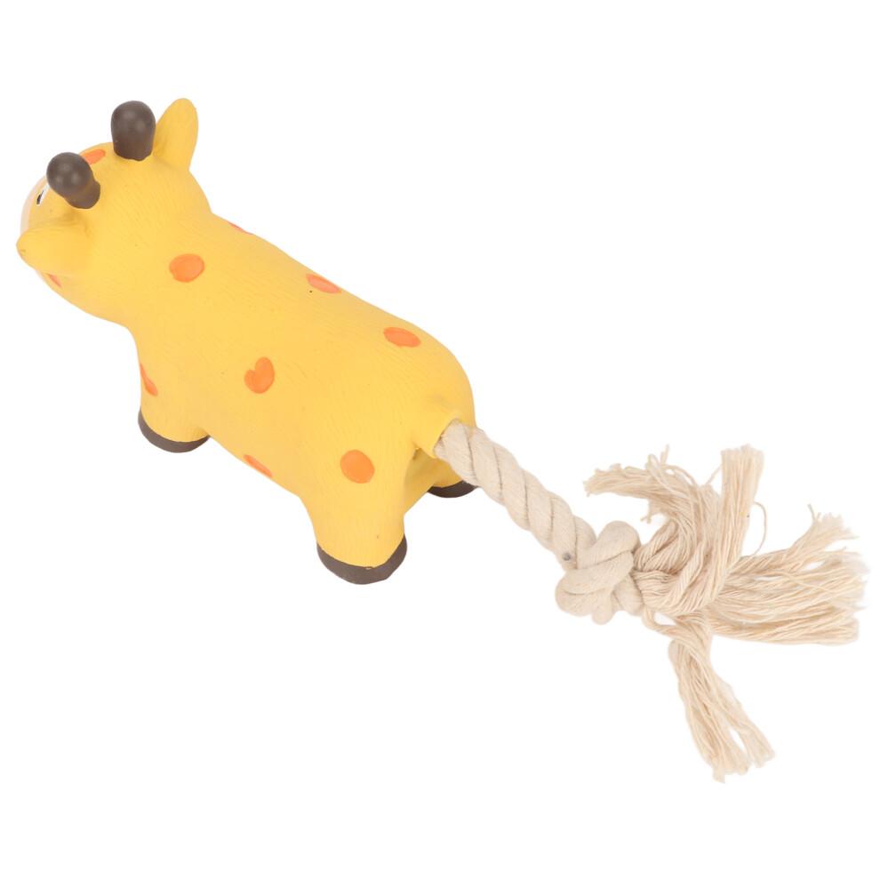 Grunting Latex Dog Toy Interactive Boredom Relief Bite Resistant Squeaky Squeeze Dog Toy with Cotton Rope Tail