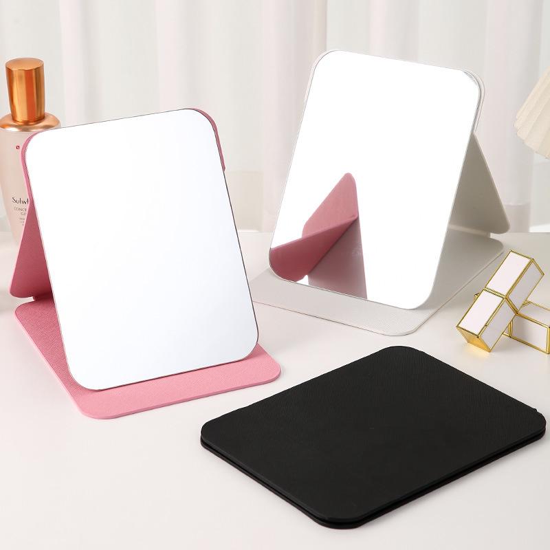 Składane lusterko do makijażu ze skóry PU: Przenośny, stojący, o wysokiej rozdzielczości dla studentów i akademików