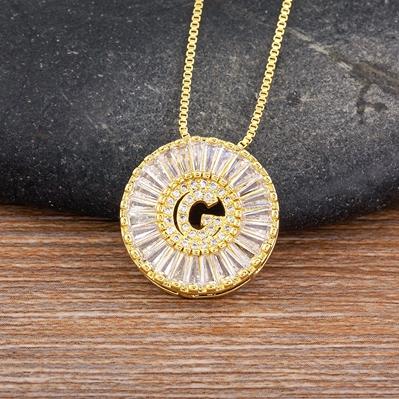 Nidin Name Initials A-Z 26 Zircon Letters Necklace Gold Color Alphabet Clavicle Chain Choker For Women Pendant Collar Jewelry