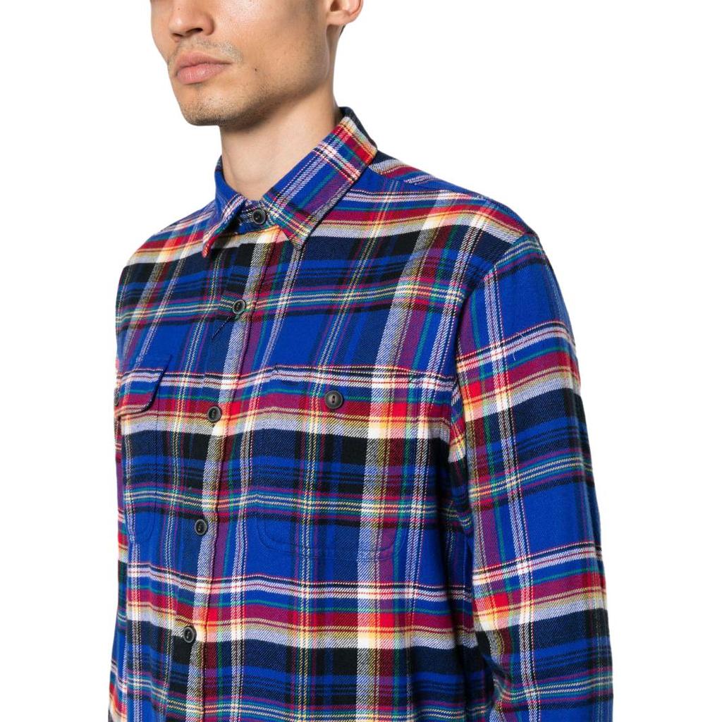Polo Ralph Lauren Plaid Polo Collar Single-Breasted Long Sleeve Curved Hem Shirt Men Shirts Blue 710918882-001
