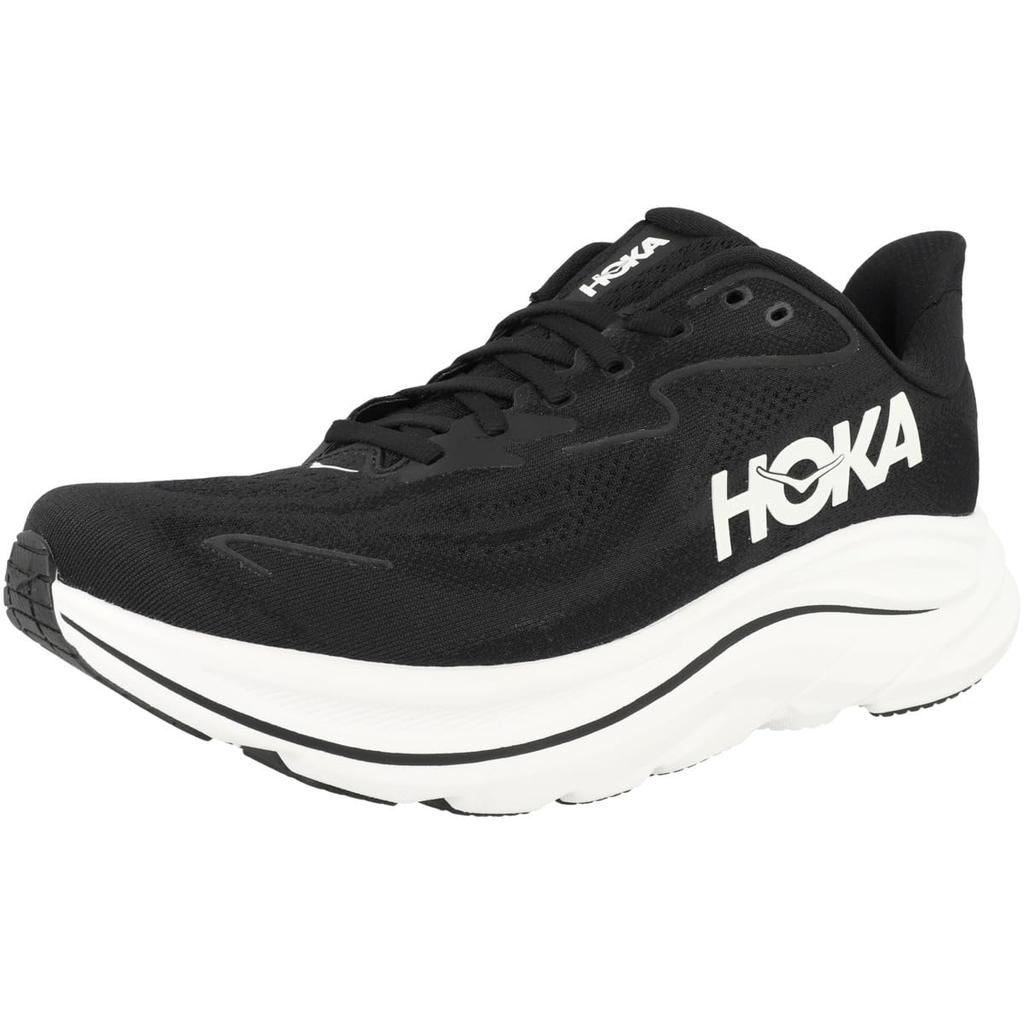 HOKA Clifton 10 Wide Track Field Running Size Black and White Men's & Shoes, 27.5,