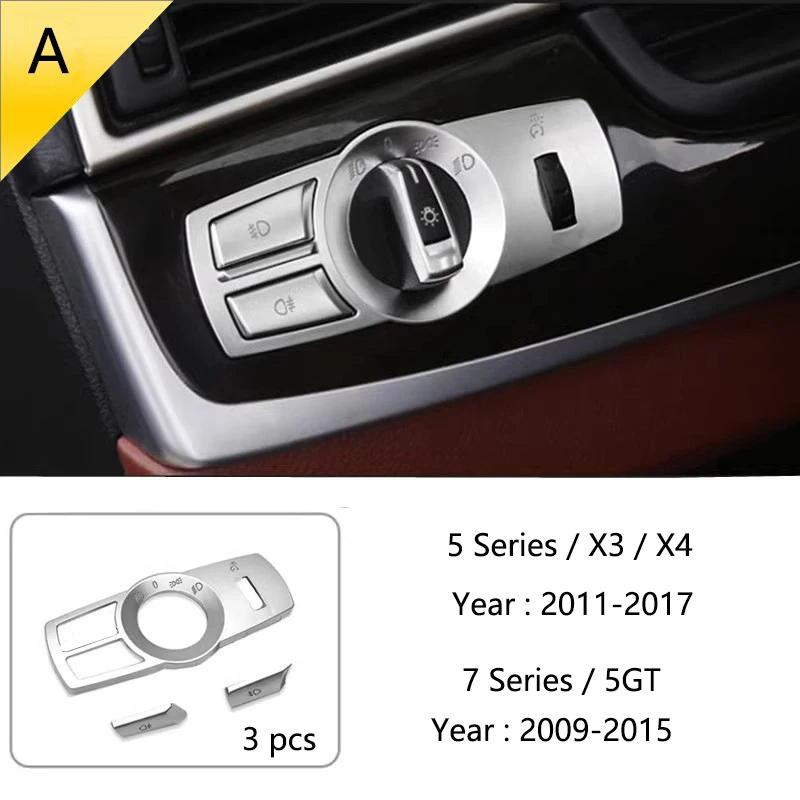 

For BMW X3 X4 F25 F26 5/7 Series F10 Accessories Automotive Design Headlight Switch Button Frame Cover Decorative Stickers Type A