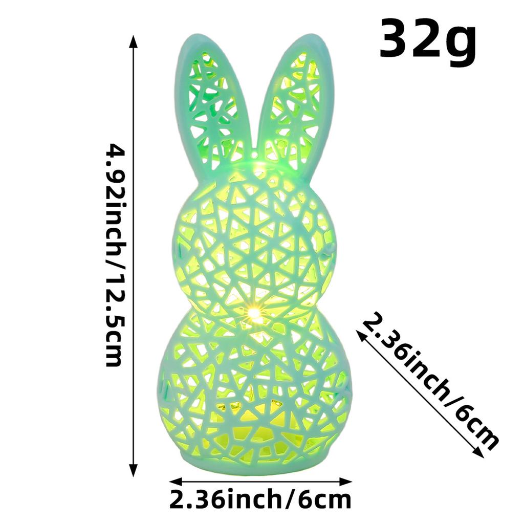 3D Printed Lighted Hollow Out Bunny Figurine Easter Portable Animal Nightlight Easter Gifts for Kids Spring Indoor Home Decor