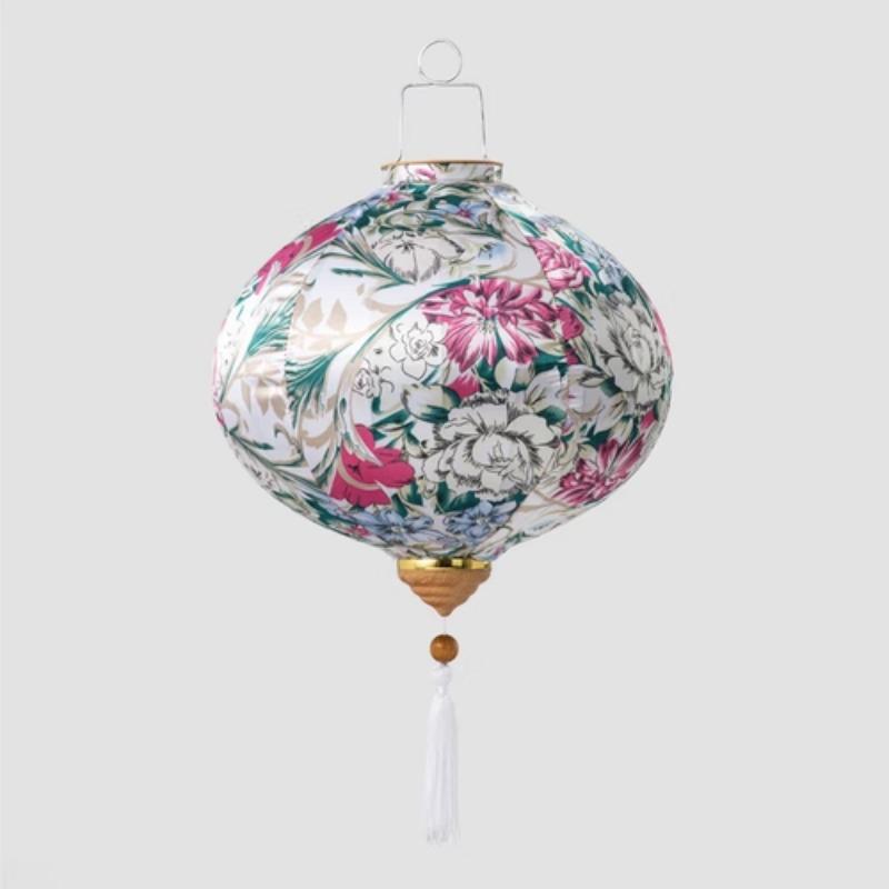 12 Inch Flower Printed Hanging Cloth Lantern Chinese Spring Festival Home Bedroom Decor Wedding Party Outdoor Lantern Ornaments