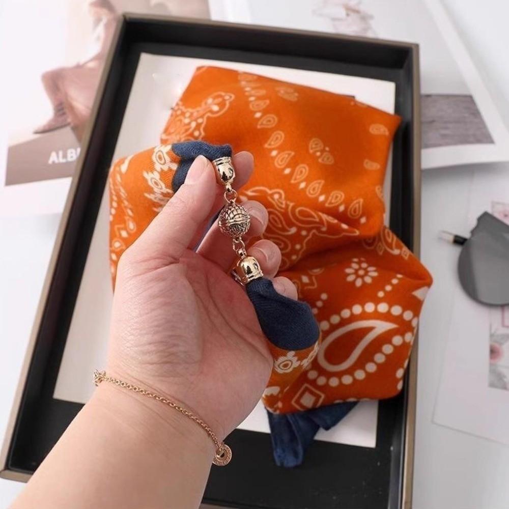 With Magnetic Buckle Neck Wraps 65x65cm Neckerchief Scarf Breathable Square Scarves Hair Decor